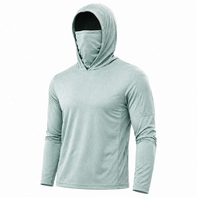 Men's UPF 50+ Long-Sleeve Sun-Protection Hoodie (with Sleeve Pocket and Face Mask)