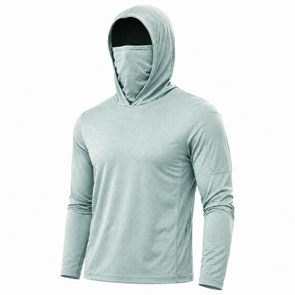 Men's UPF 50+ Long-Sleeve Sun-Protection Hoodie (with Sleeve Pocket and Face Mask)