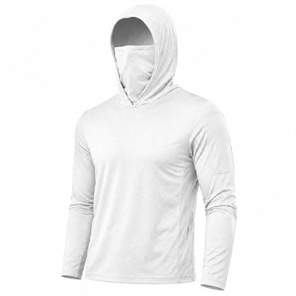 Men's UPF 50+ Long-Sleeve Sun-Protection Hoodie (with Sleeve Pocket and Face Mask)