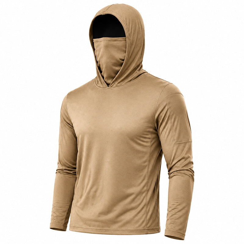 Men's UPF 50+ Long-Sleeve Sun-Protection Hoodie (with Sleeve Pocket and Face Mask)