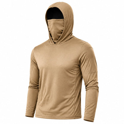 Men's UPF 50+ Long-Sleeve Sun-Protection Hoodie (with Sleeve Pocket and Face Mask)