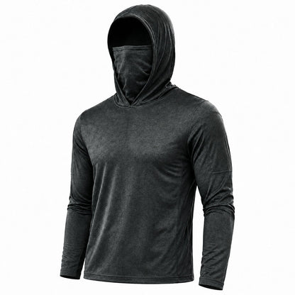 Men's UPF 50+ Long-Sleeve Sun-Protection Hoodie (with Sleeve Pocket and Face Mask)