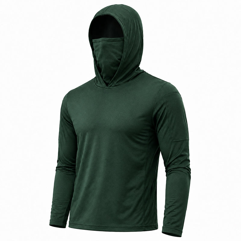 Men's UPF 50+ Long-Sleeve Sun-Protection Hoodie (with Sleeve Pocket and Face Mask)