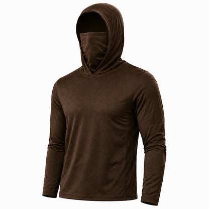 Men's UPF 50+ Long-Sleeve Sun-Protection Hoodie (with Sleeve Pocket and Face Mask)