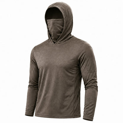Men's UPF 50+ Long-Sleeve Sun-Protection Hoodie (with Sleeve Pocket and Face Mask)