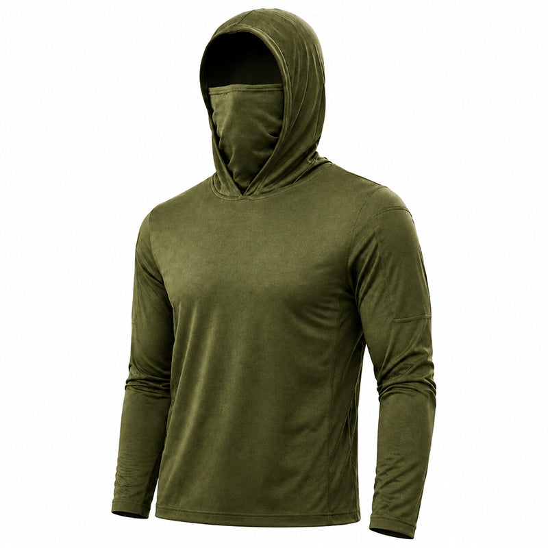 Men's UPF 50+ Long-Sleeve Sun-Protection Hoodie (with Sleeve Pocket and Face Mask)