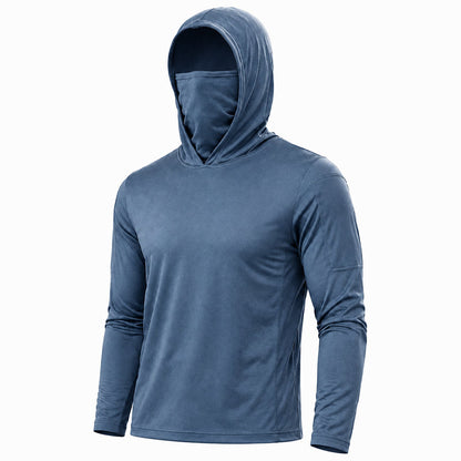 Men's UPF 50+ Long-Sleeve Sun-Protection Hoodie (with Sleeve Pocket and Face Mask)