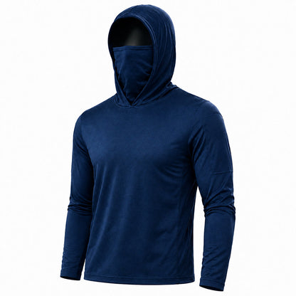Men's UPF 50+ Long-Sleeve Sun-Protection Hoodie (with Sleeve Pocket and Face Mask)