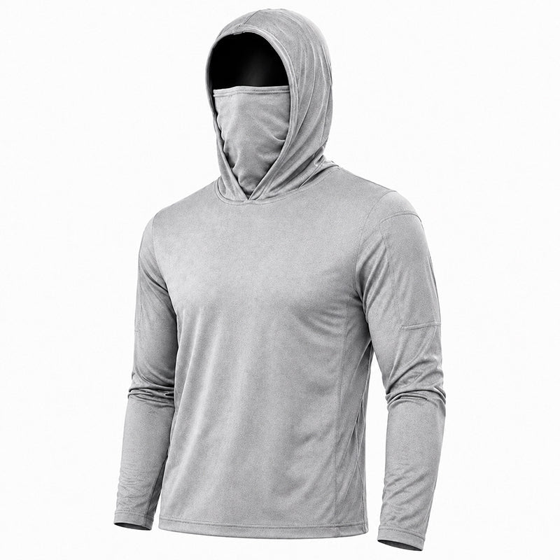 Men's UPF 50+ Long-Sleeve Sun-Protection Hoodie (with Sleeve Pocket and Face Mask)