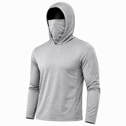 Men's UPF 50+ Long-Sleeve Sun-Protection Hoodie (with Sleeve Pocket and Face Mask)