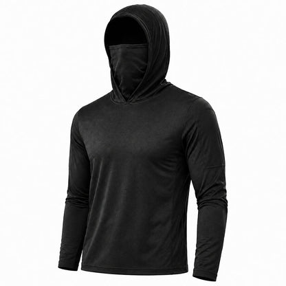 Men's UPF 50+ Long-Sleeve Sun-Protection Hoodie (with Sleeve Pocket and Face Mask)