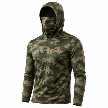 Men's UPF 50+ Long-Sleeve Sun-Protection Hoodie (with Sleeve Pocket and Face Mask)