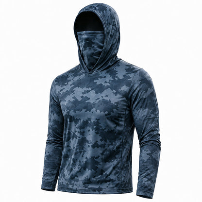 Men's UPF 50+ Long-Sleeve Sun-Protection Hoodie (with Sleeve Pocket and Face Mask)